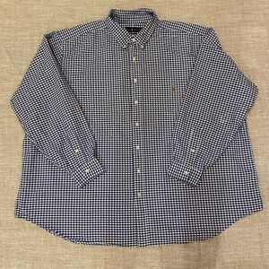 Polo Ralph Lauren Shirt Mens 4XB Big Blue Check Button Up Pony Classic Dadcore